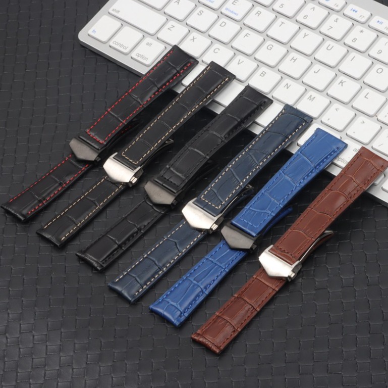 Tag heuer Croc Leather Strap with Clasp buckle 20mm and 22mm, Luxury, Watches on Carousell
