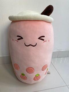 The Green Party Pink Strawberry Bubble Tea Plushie