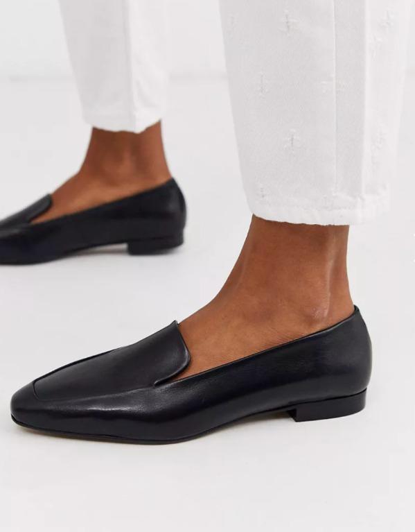 UK6 Depp black soft leather flat shoes Women s Fashion