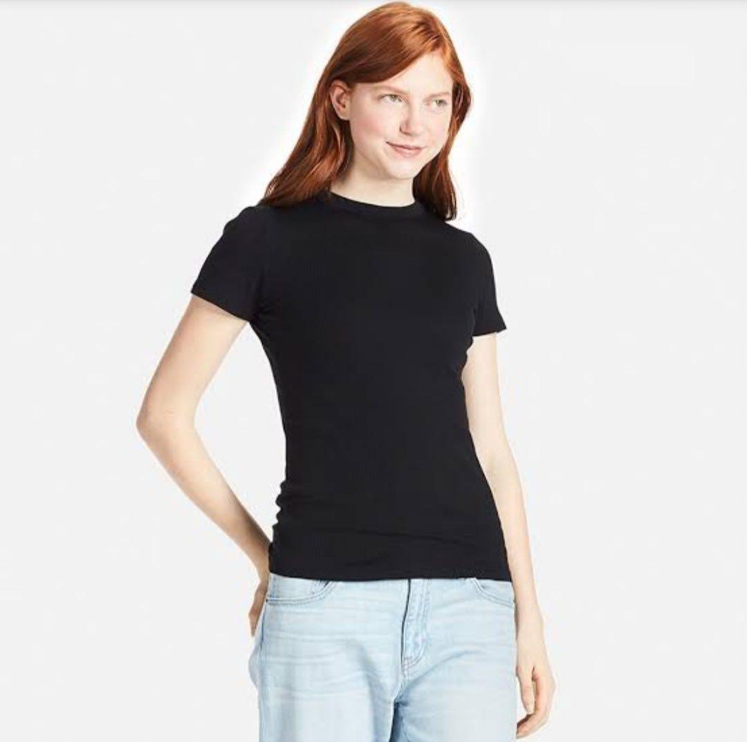 Uniqlo ribbed crew neck short hot sale sleeve