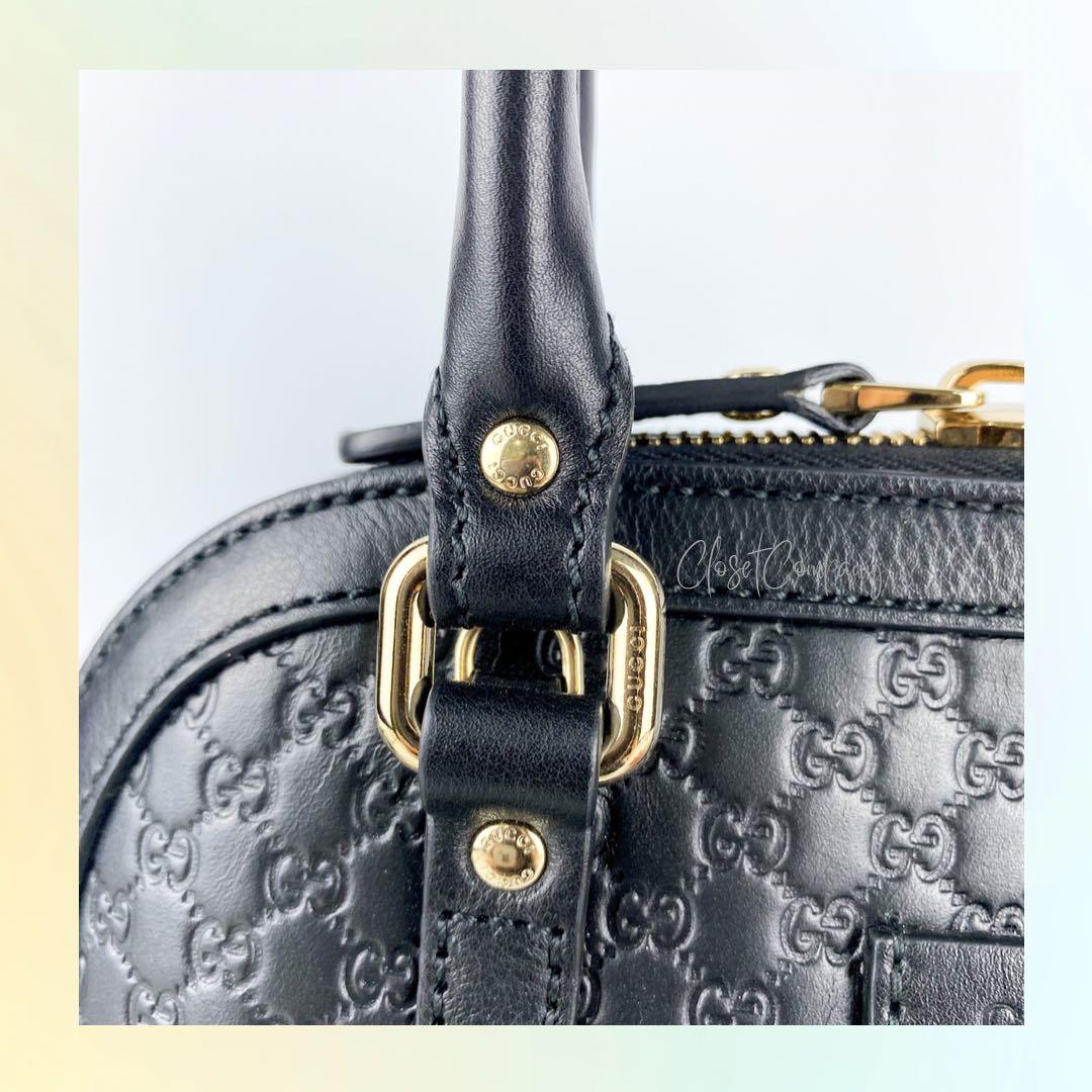 Unused (Good as New) Gucci Guccissima Mini Dome Bag in Black Leather