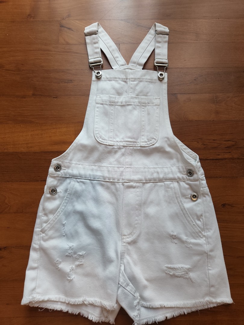 White denim clearance overalls shorts