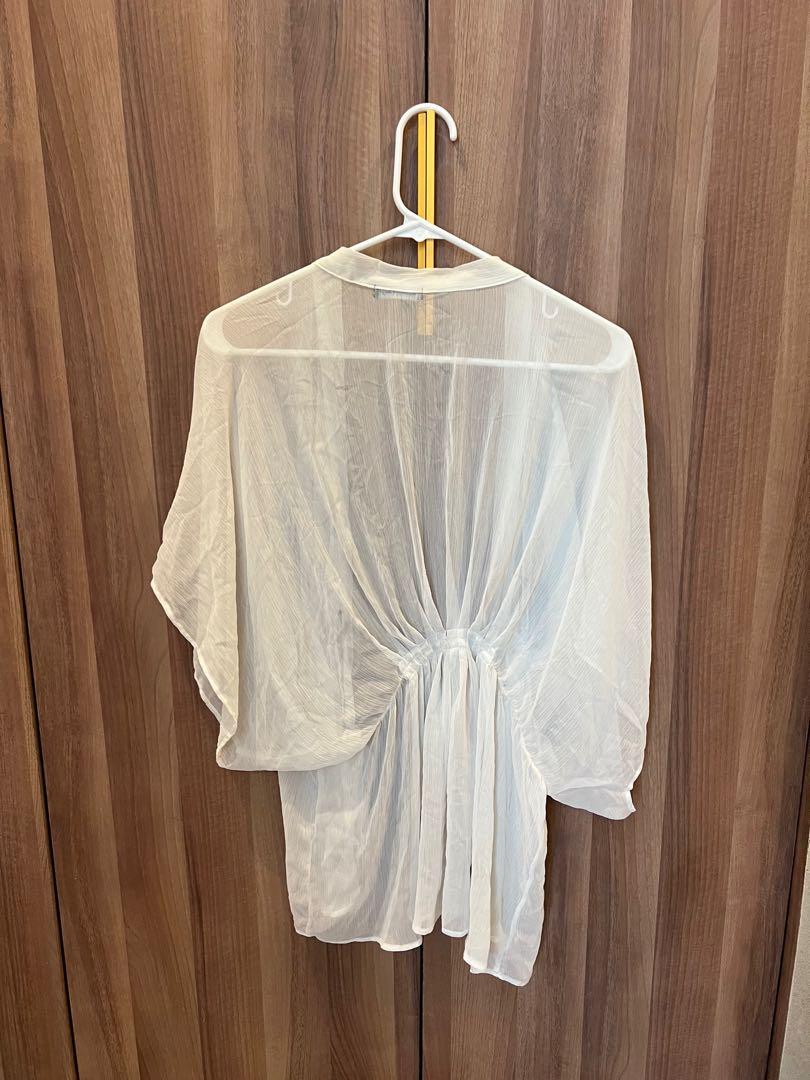 White Sheer Cover Up, Women's Fashion, Tops, Others Tops on Carousell