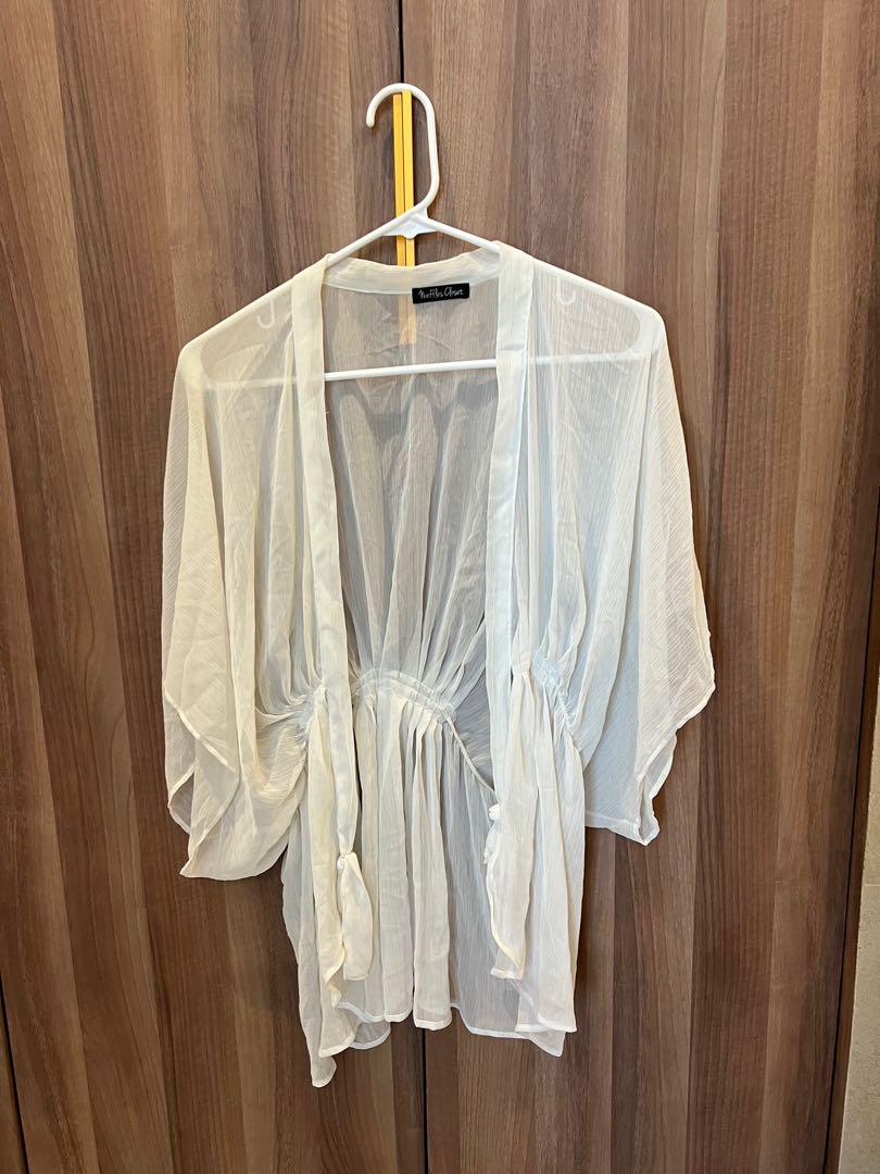 White Sheer Cover Up, Women's Fashion, Tops, Others Tops on Carousell