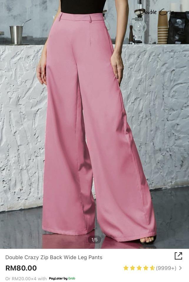 Wide leg pants in baby pink -size L, Women's Fashion, Muslimah Fashion,  Bottoms on Carousell