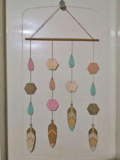 Wooden boho hanging wall decor for room or nursery