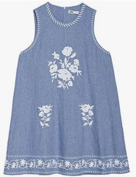 sachin and babi light blue dress embroidered denim dress zara