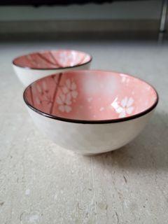 2 piece set Porcelain Rice Soup Bowl Japanese print