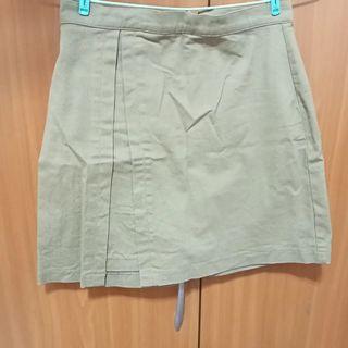 50%深卡其拼接裁片A字短裙