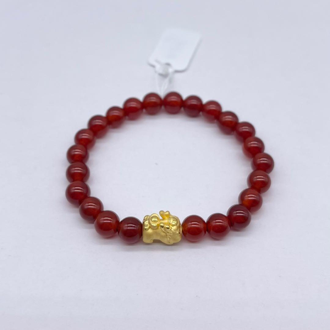 999 Gold Baby Pixiu Agate Bracelets Red Black Agate Women s