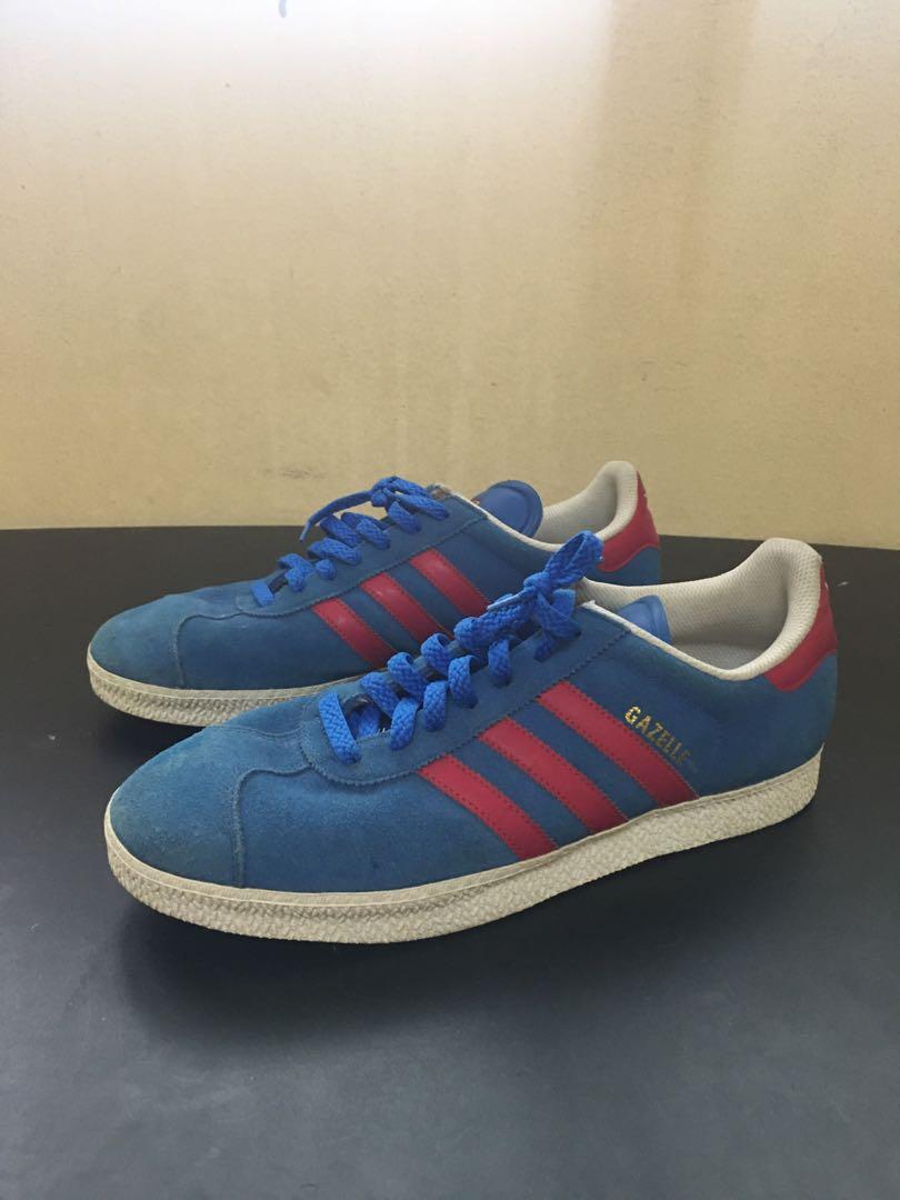 Adidas gazelle blue with red stripes clearance
