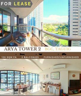 Arya Residences BGC Taguig 2BR Condo Suite For Rent/Lease Furnished/Unfurnished w/Balconies Morning Sun & Fantastic Views