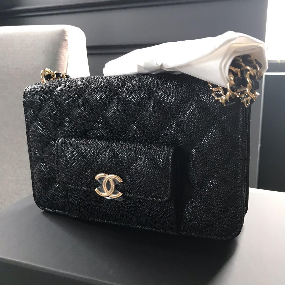 Authentic Chanel WOC Black Lambskin GHW, Luxury, Bags & Wallets on