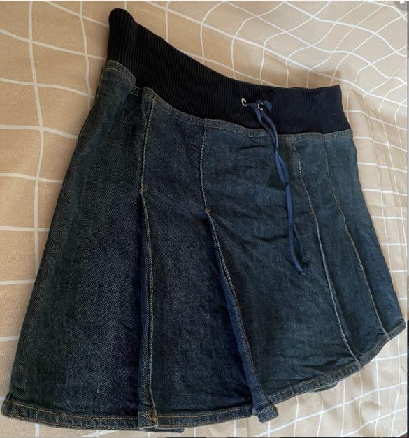 Valentino pleated shop denim skirt