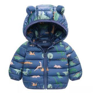 Baby Boy Kids Toddler Winter Puff Hoodie Jacket Dinosaur Print