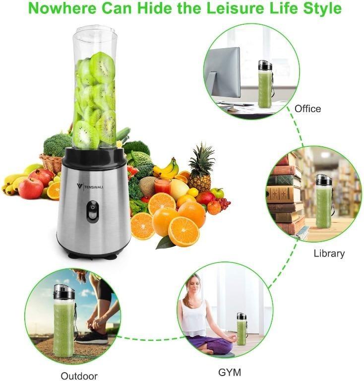 Blender / Smoothie Maker, Tenswall 400 W Mini Blender with 600 ml & 600