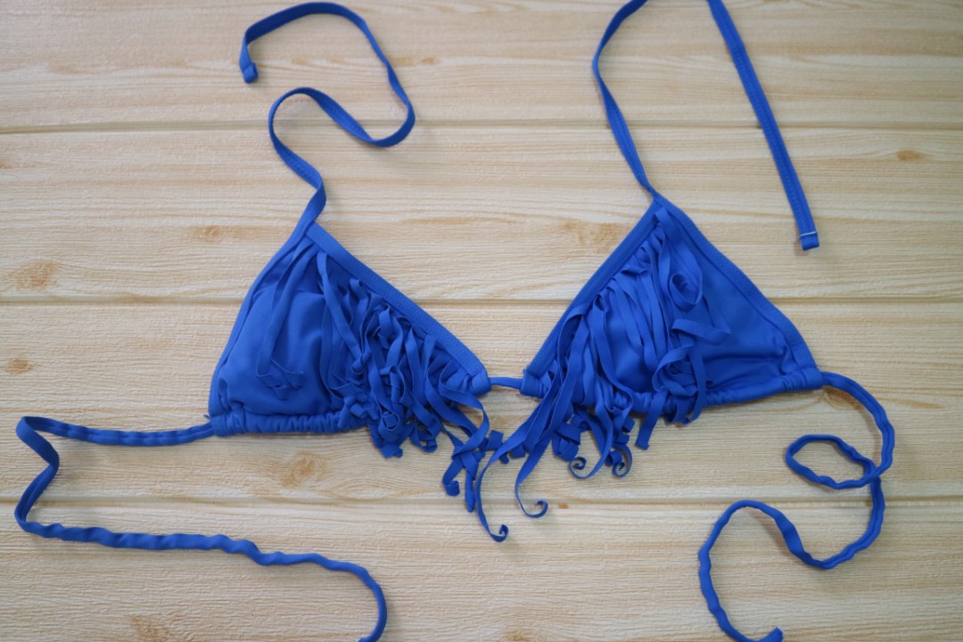 Blue Fringe Bikini Top! small, Women's Fashion, Swimwear, Bikinis