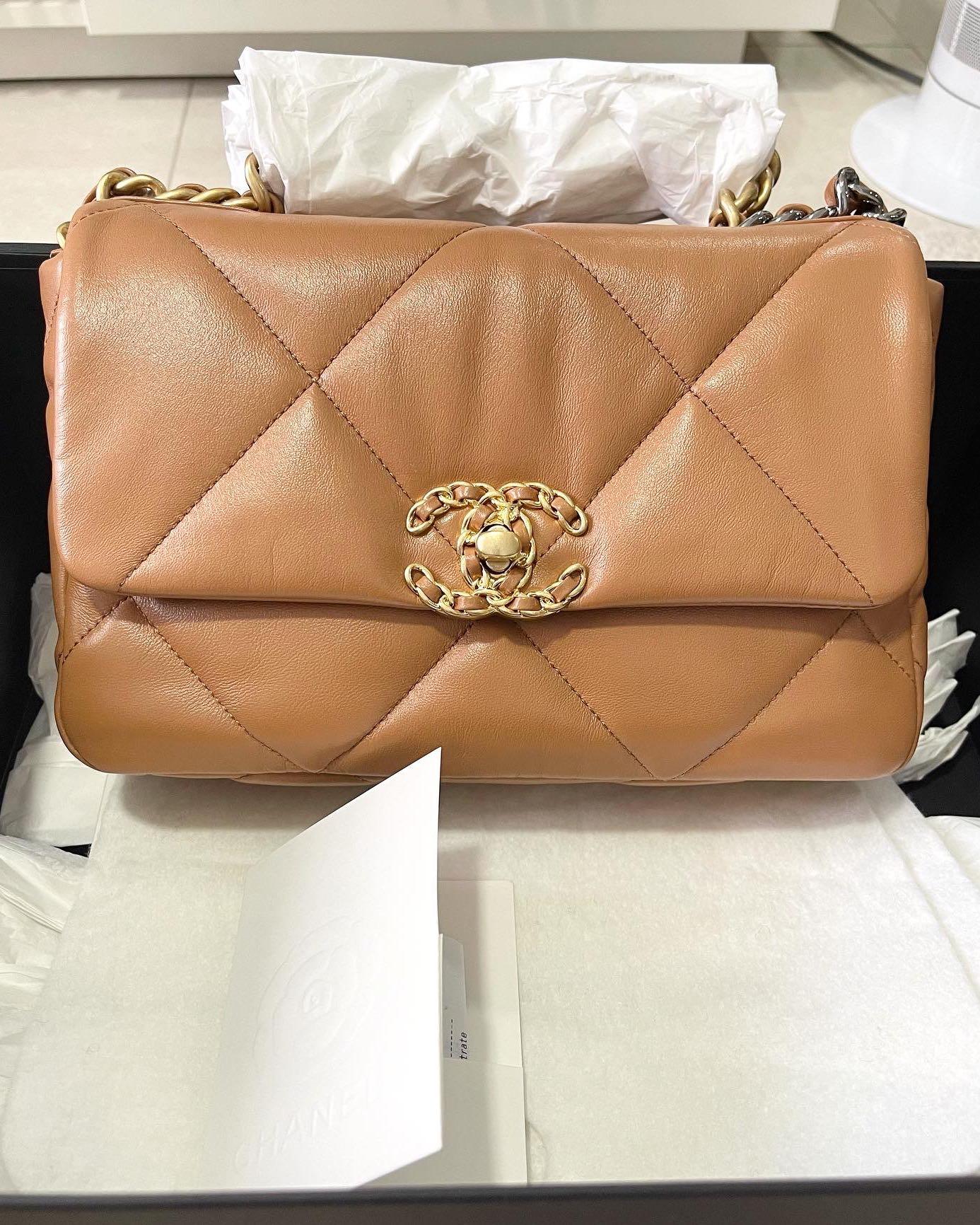 Chanel 19 caramel small, Luxury, Bags & Wallets on Carousell