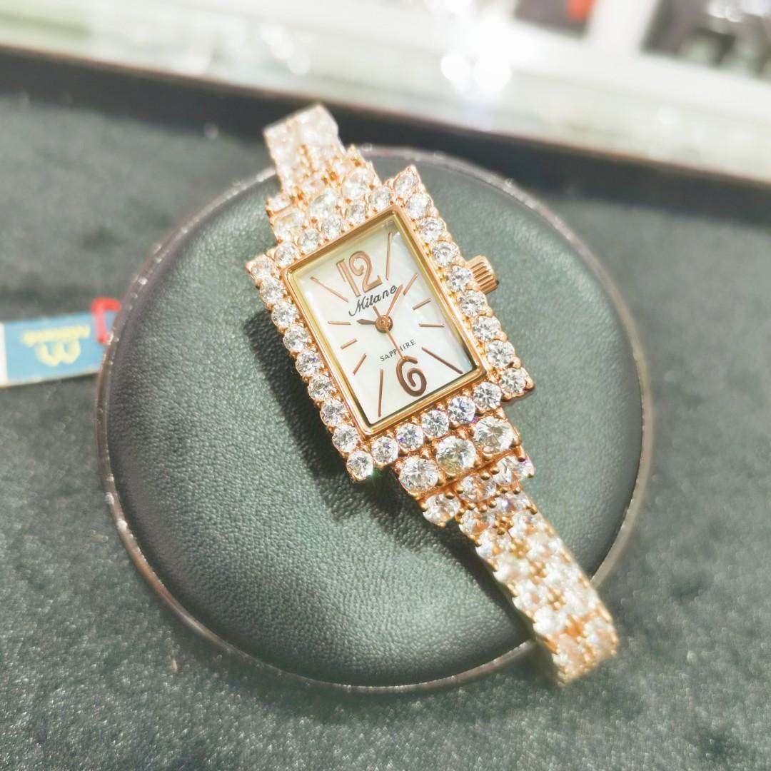 CLEARANCE MILANE LADIES SAPPHIRE STONE WATCH ROSE GOLD COLOUR