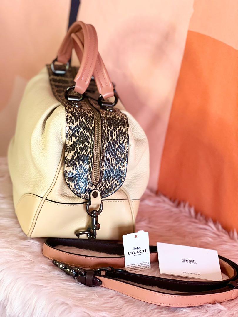 Lane satchel in top colorblock with snakeskin detail