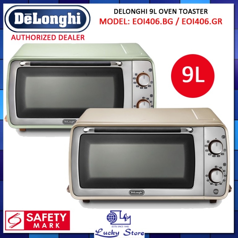 DELONGHI EOI406 9L RETRO STYLE ELECTRIC OVEN, GREEN AND BEIGE, EOI406
