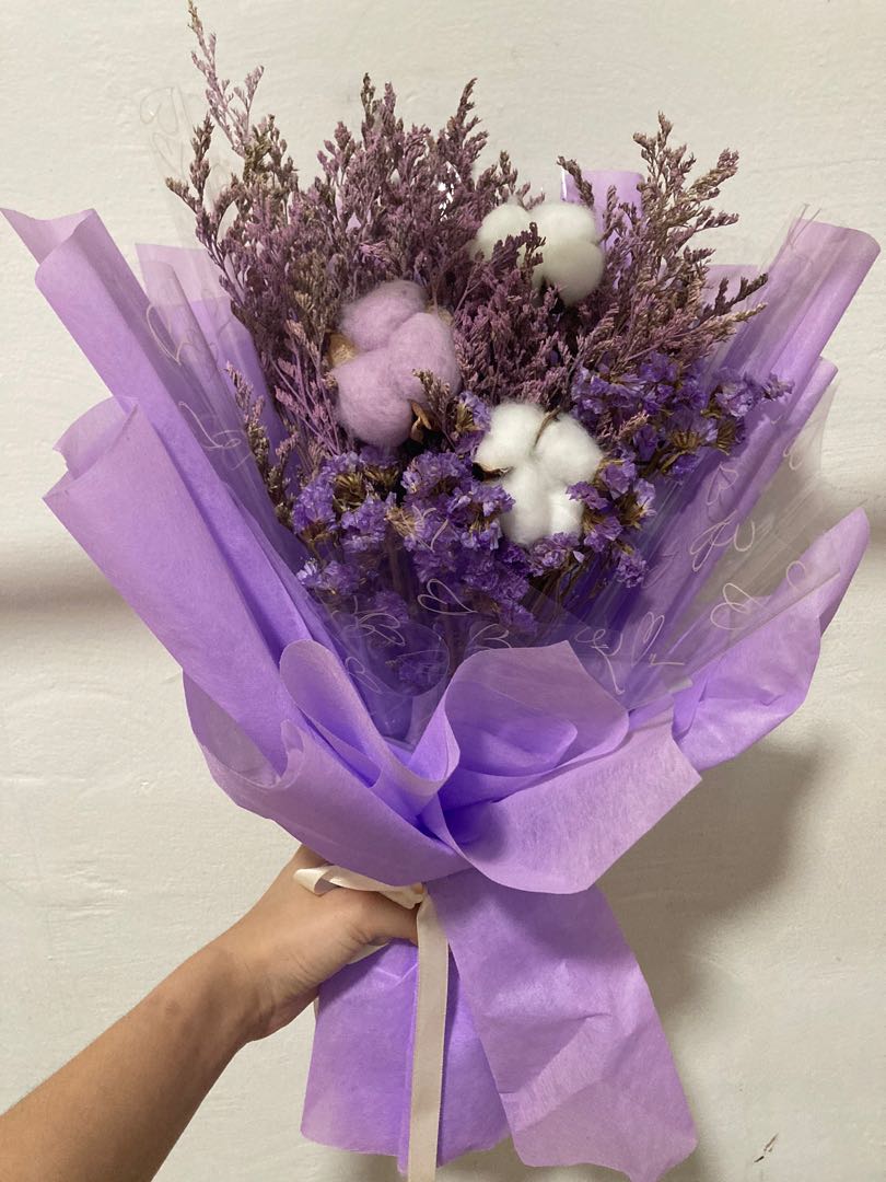 Purple Dried Flower Bouquet, Hobbies & Toys, Stationery & Craft