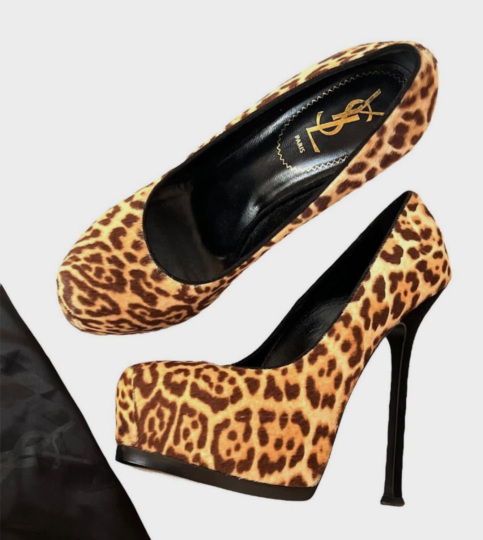 leopard print ysl heels