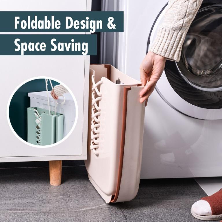 Foldable Hanging Laundry Basket (White), Furniture & Home Living, Home