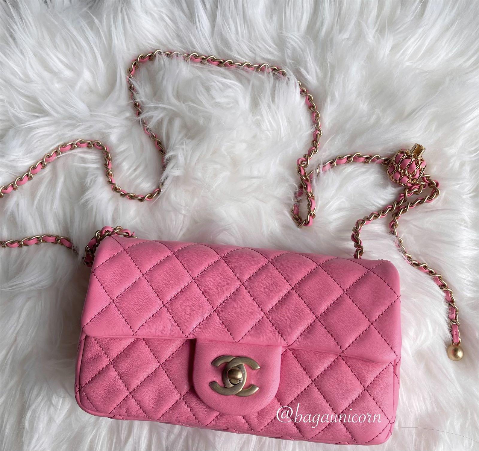 (Full set) Chanel 22s bubblegum pink pearl crush mini, Women's Fashion ...