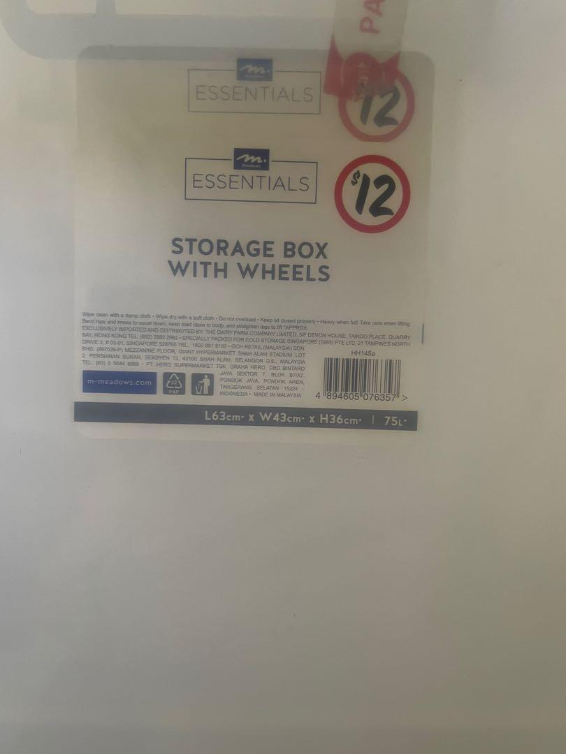 Giant Storage Box with Wheels 75 Litre, Furniture & Home Living, Home