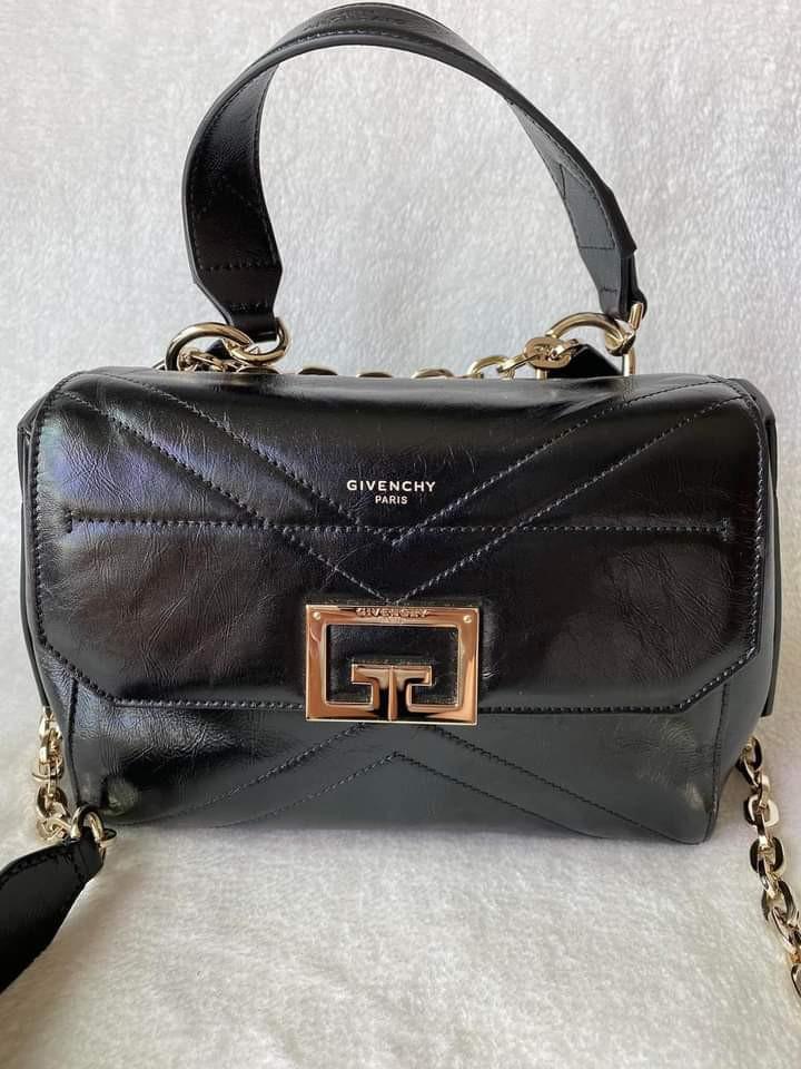 Givenchy GV3 Small Calf 2 way Bag (Category: Luxury Bags & Wallets) located in Manila. Submitted by bagislifeshop (Listing ID 1173667361, Image 2). Description: ▪️Givenchy GV3 Small Calf small 2 way bag▪️ ☑️Available in Bacolod ✅Date code: EF A 0210 (2020 edition) ✅Condition: 9/10 ✅Colour: Black in SHW ✅Material: Calf leather ✅Dimensions: L21.5 H15 W11.5cm ✅Inclusions: Dust bag, tag, booklet and small detachable strap.