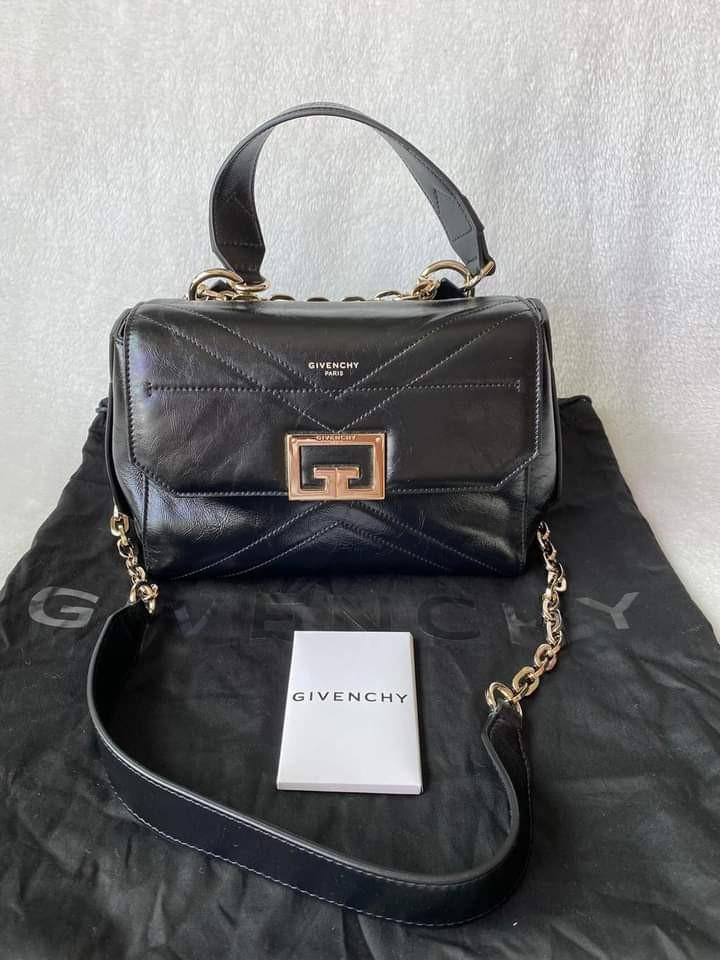 Givenchy GV3 Small Calf 2 way Bag (Category: Luxury Bags & Wallets) located in Manila. Submitted by bagislifeshop (Listing ID 1173667361, Image 1). Description: ▪️Givenchy GV3 Small Calf small 2 way bag▪️ ☑️Available in Bacolod ✅Date code: EF A 0210 (2020 edition) ✅Condition: 9/10 ✅Colour: Black in SHW ✅Material: Calf leather ✅Dimensions: L21.5 H15 W11.5cm ✅Inclusions: Dust bag, tag, booklet and small detachable strap.