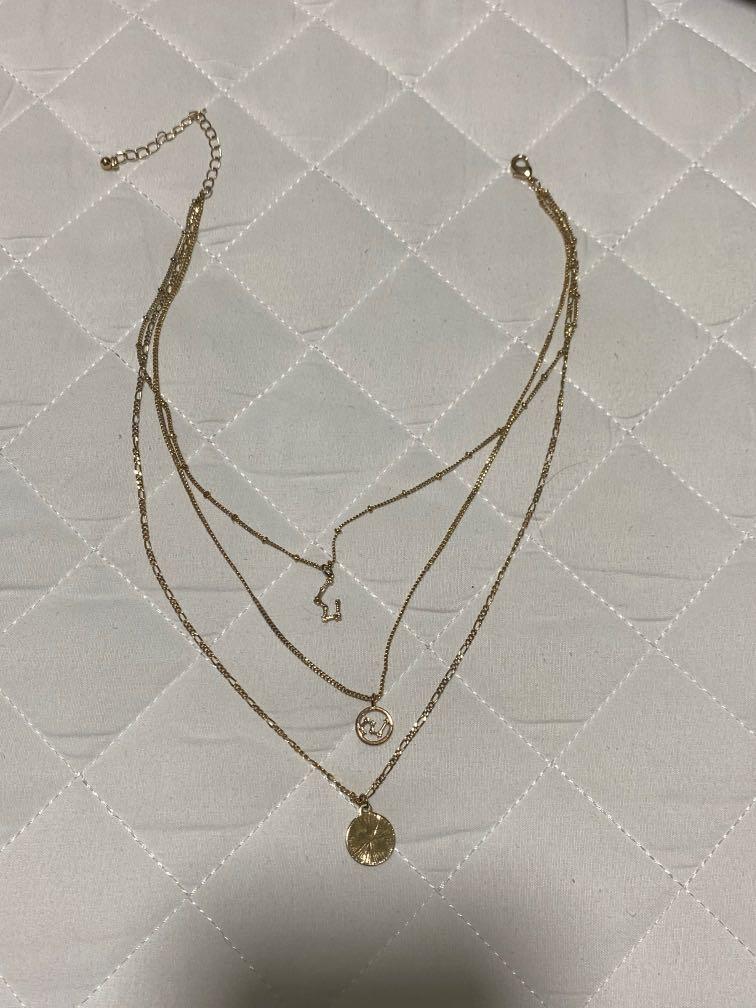 Gold 3 layered necklace Women s Fashion Jewelry Organisers