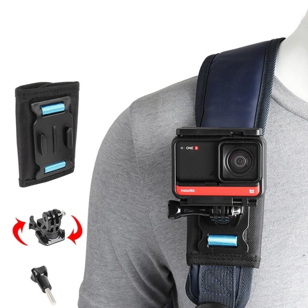 Go Pro Backpack Strap Mount, Adjustable Camera Shoulder Mount for GoPro  Hero 10 9 8 7 6 5 4 Black,Insta 360 One R, DJI