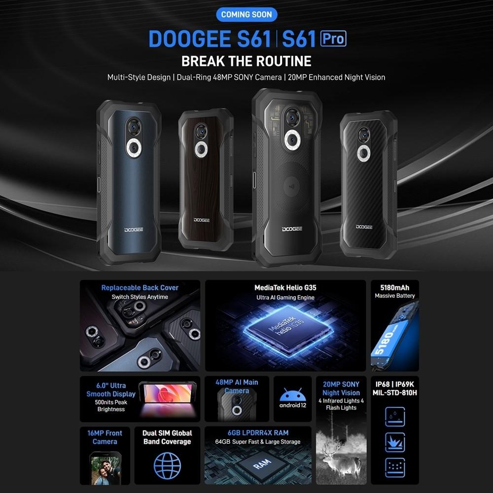 HK Warehouse] DOOGEE S61 Rugged Phone, Night Vision Camera, 6GB+