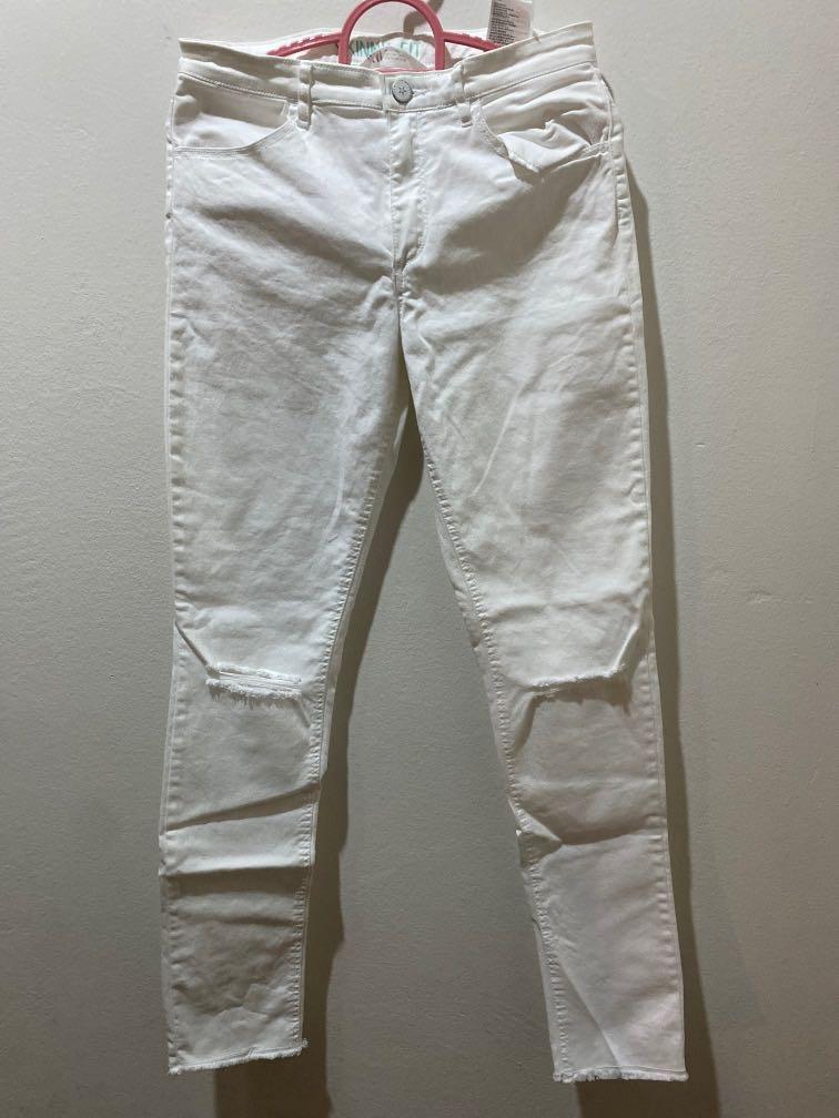 H&m white cheap ripped jeans