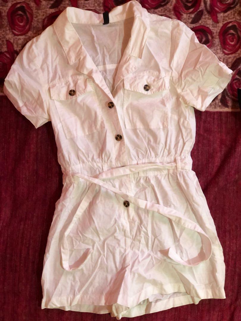 H m white shop romper
