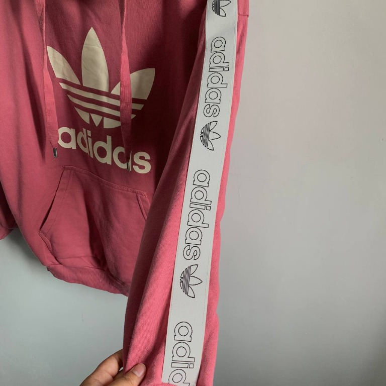 Pink adidas tape shop hoodie