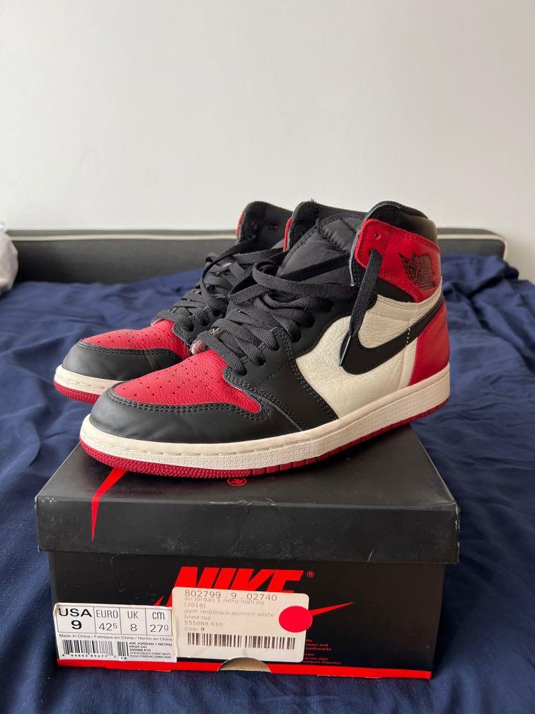 Jordan 1 bred toe used shop