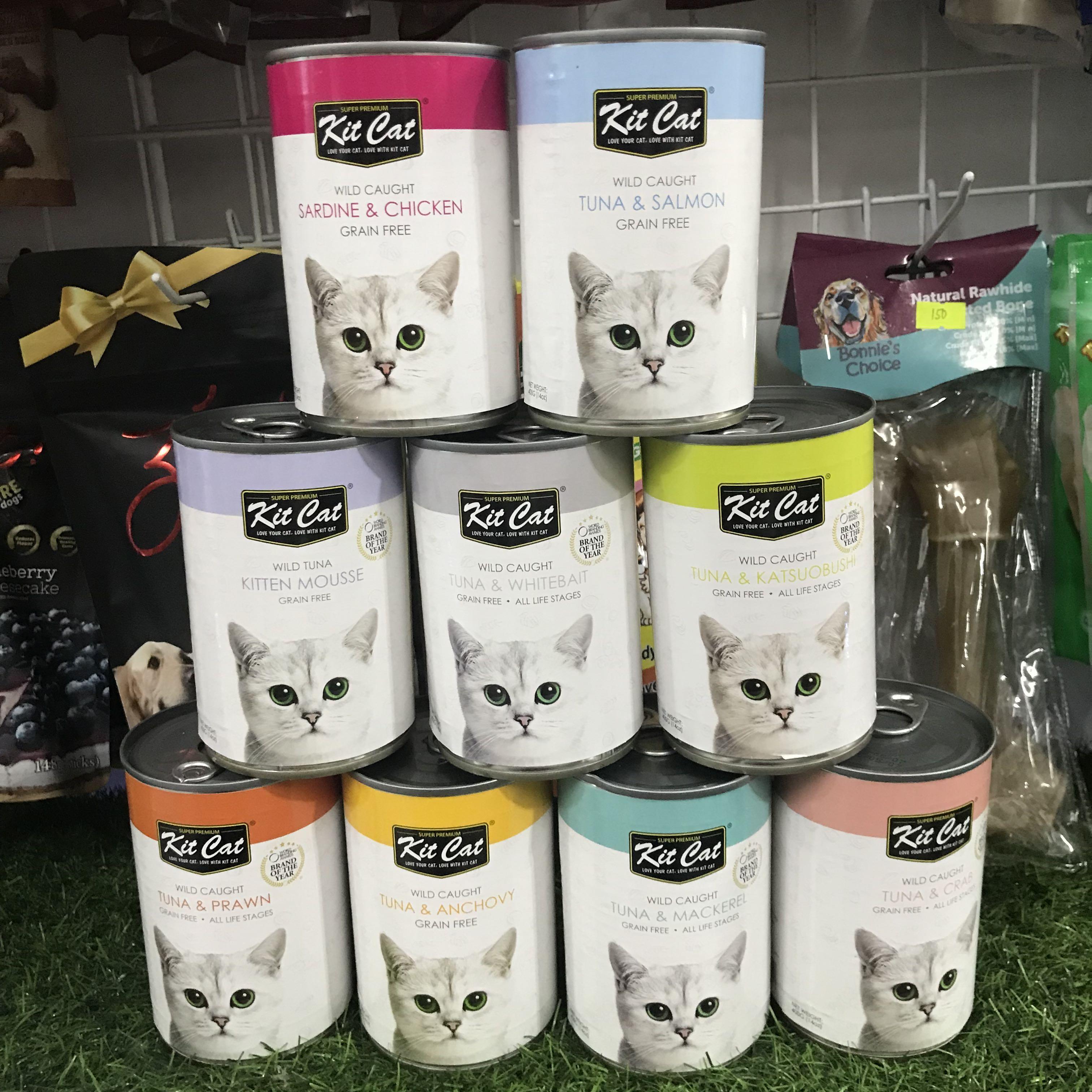 Kitcat 400g cat food in can (Category: Pet Food) located in Mandaluyong City. Submitted by andrebonn (Listing ID 1173674993, Image 1). Description: Kitcat cat food in can P400 Tuna salmon Tuna chicken Tuna katsuobushi Tuna prawn Tuna crab Tuna anchovy Tuna mackerel Tuna whitebait Sardine chicken Kitten mousse P80/can only! Also available Kitcat complete sale P85 from P95 SRP .