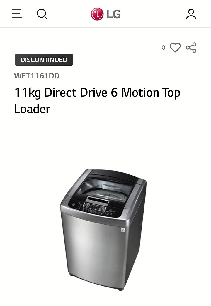 LG 11KG INVERTER DIRECT DRIVE WASHER, Furniture & Home Living, Cleaning