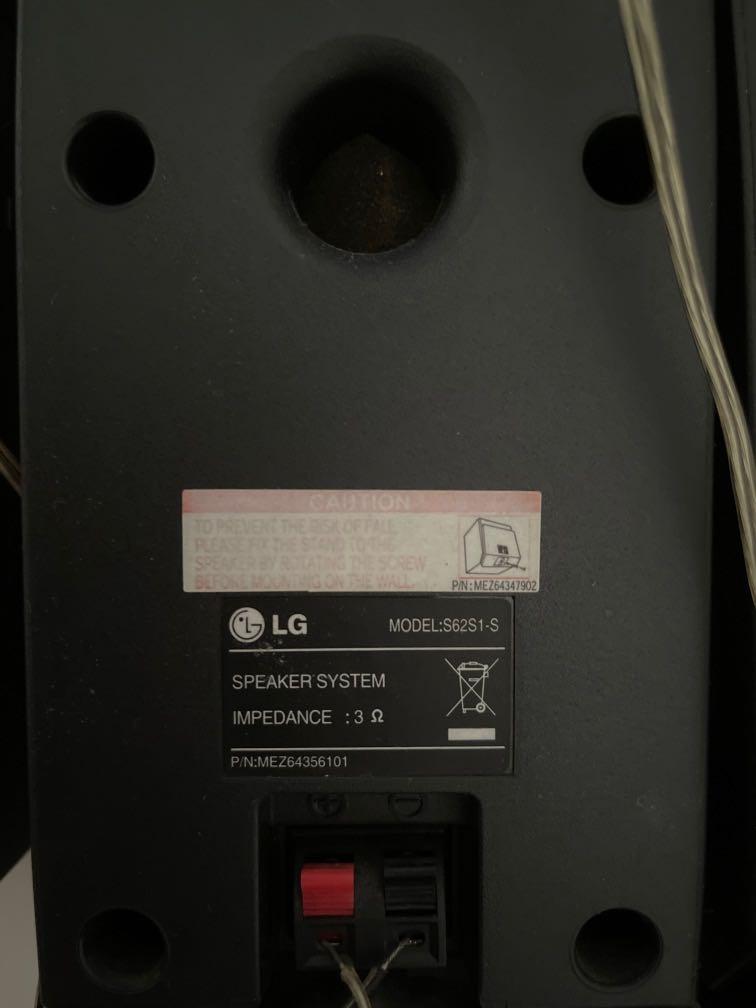 LG speakers sound system set model S62S1S and subwoofer S62S1W, Audio