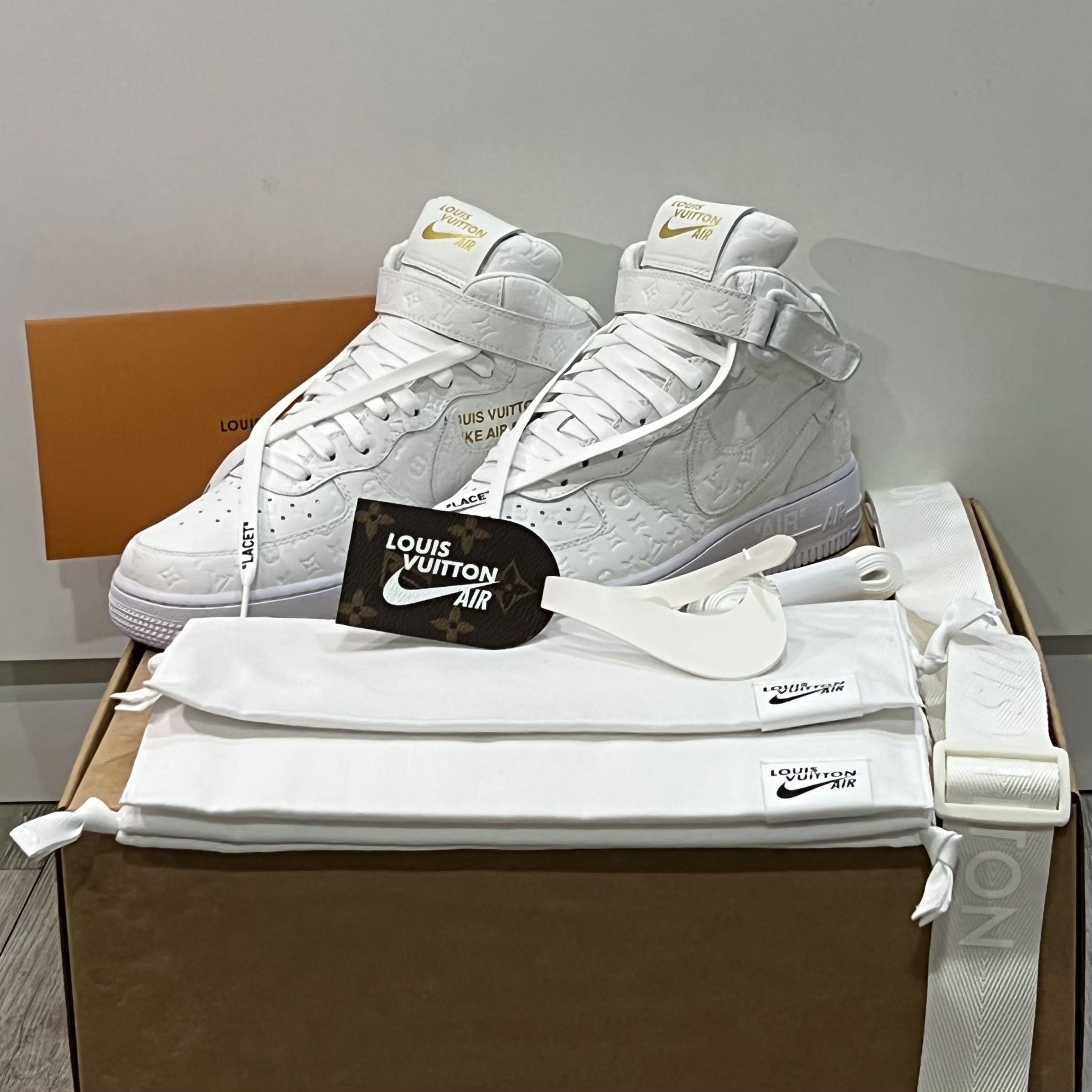 Black White Grey Classic Monogram LV Custom Sneakers Air Force One
