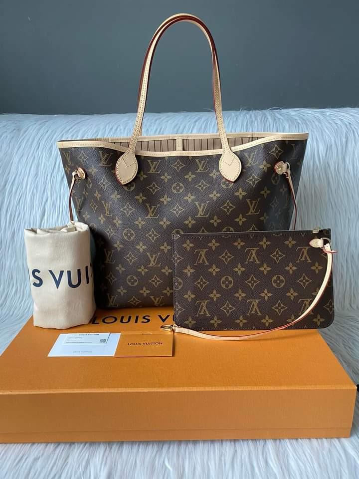Louis Vuitton Neverfull MM with Pouch (Category: Luxury Bags & Wallets) located in Manila. Submitted by bagislifeshop (Listing ID 1173665938, Image 1). Description: ▪️Louis Vuitton Neverfull MM with pouch (NEW)▪️ ☑️In transit to Manila ✅Date code: Microchipped ✅Condition: New/unused ✅Material: Coated canvas with cowhide leather trim ✅Inclusions: Dust bag, pouch and box.