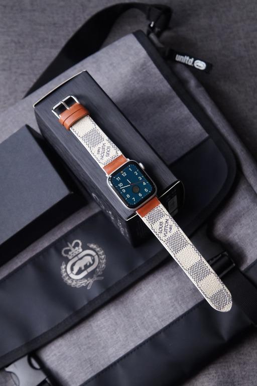 LV Apple Watch Band Series 6 5 4 3 2 1 Luxury Handmade Watch Band Fit All Apple Watch 38 40mm 42 44mm 41 45mm Upcycled Repurposed Luxury
