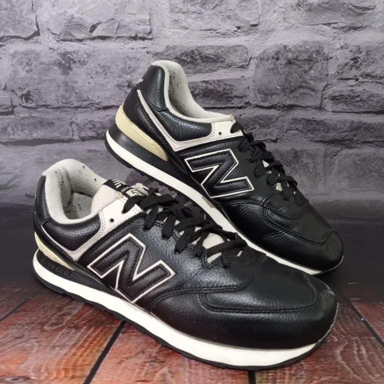 new balance 574 leather black