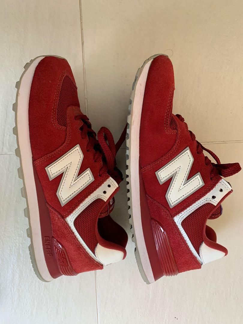 Red new balance 574 womens hot sale