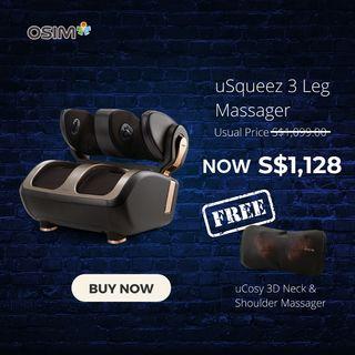 OSIM uSqueez 3 Leg Massager + FREE uCosy 3D Neck & Shoulder Massager