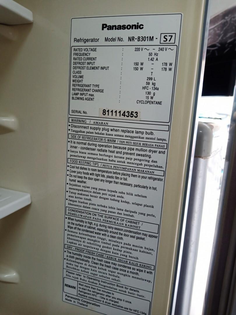 Panasonic Double Door Fridge 299L, TV & Home Appliances, Kitchen