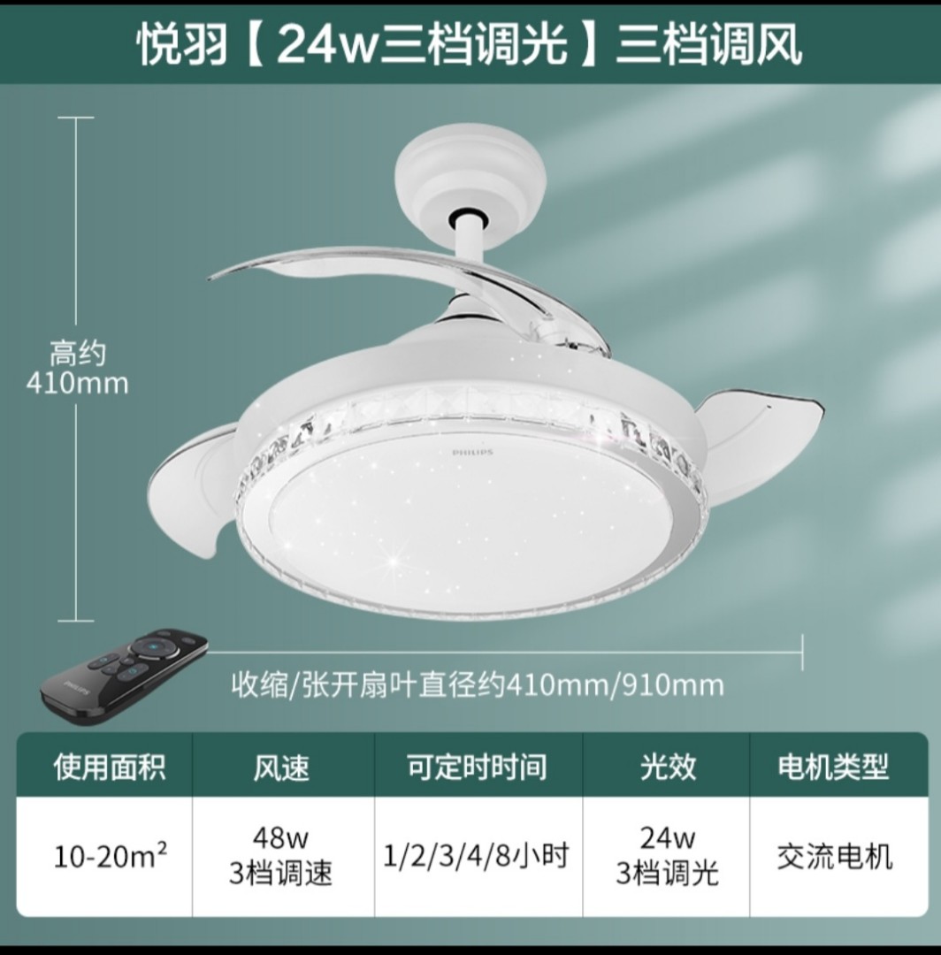 PHILIPS FC560 LED Ceiling Fan 24W+48W, 傢俬＆家居, 燈飾及風扇, 風扇 Carousell